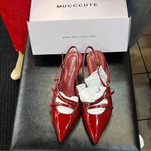 Red Patent Leather Slingback Heels
